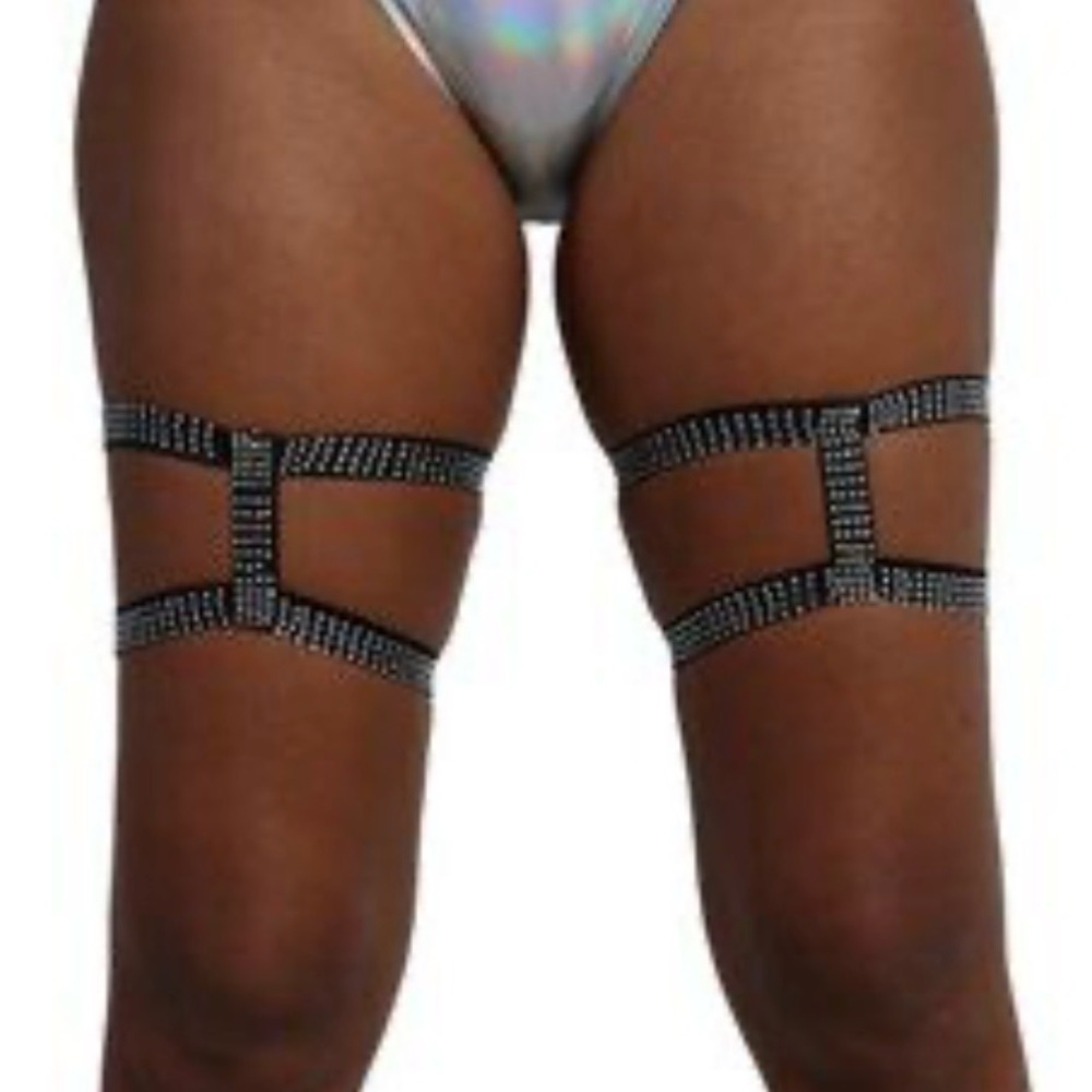 iHeartRaves Always Shine Ur Brightest Rhinestone Leg Garters
